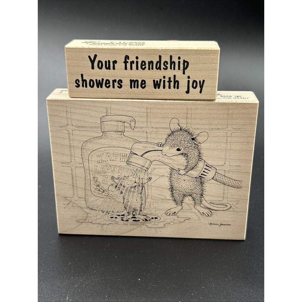 Stampa Rosa 2001 House Mouse Singin In The Drain Wood Rubber Stamp 477 DOM May